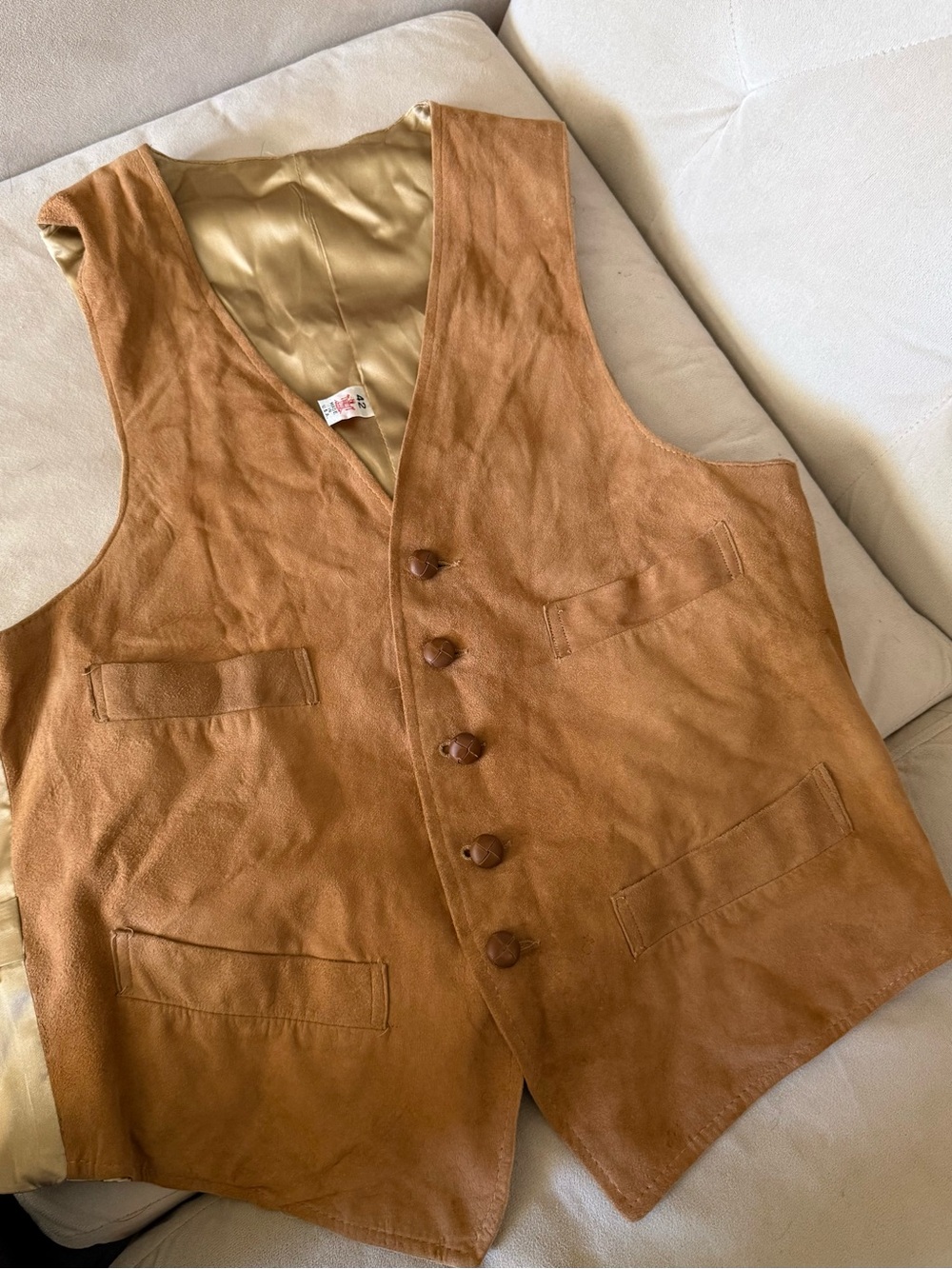 Vintage Classic Men's Suede Vest waistcoat in Tan. Made in USA.